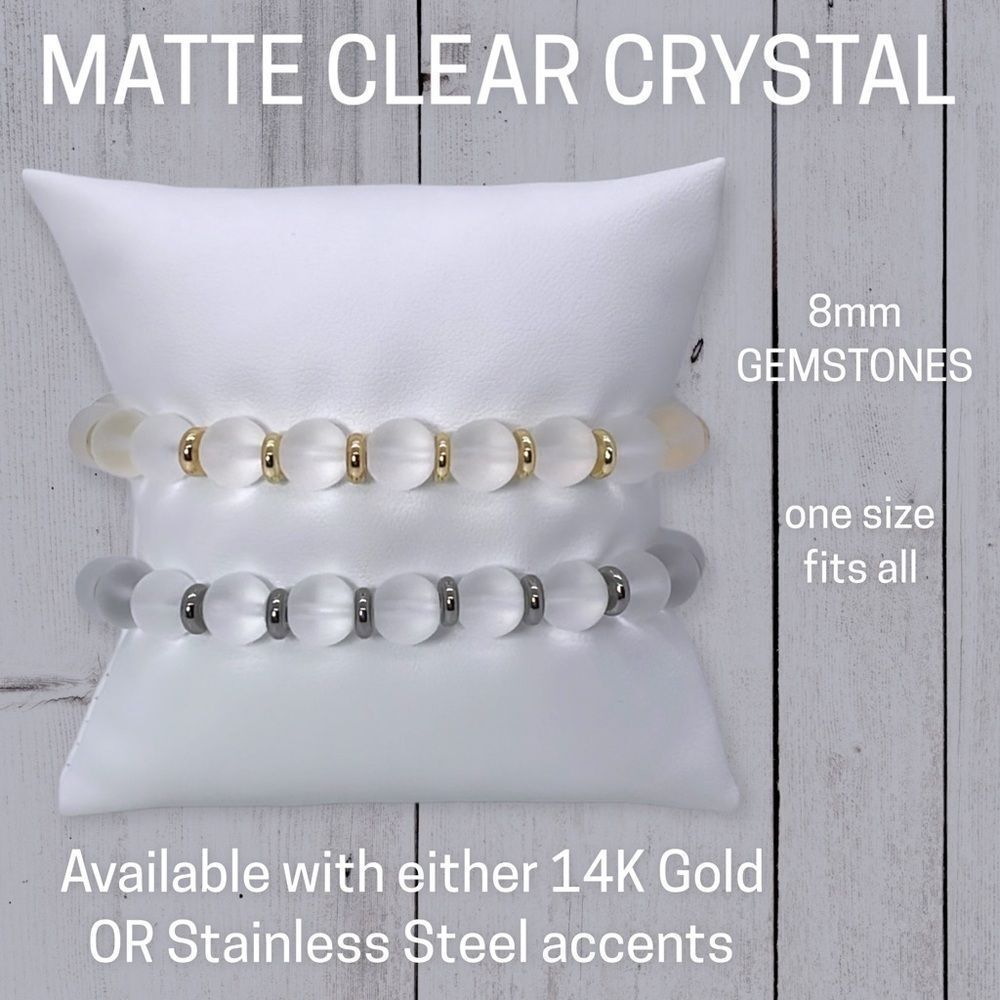 NWT Wool + Pepper Co. Matte Clear Crystal w/ Gold or Silver Bracelet